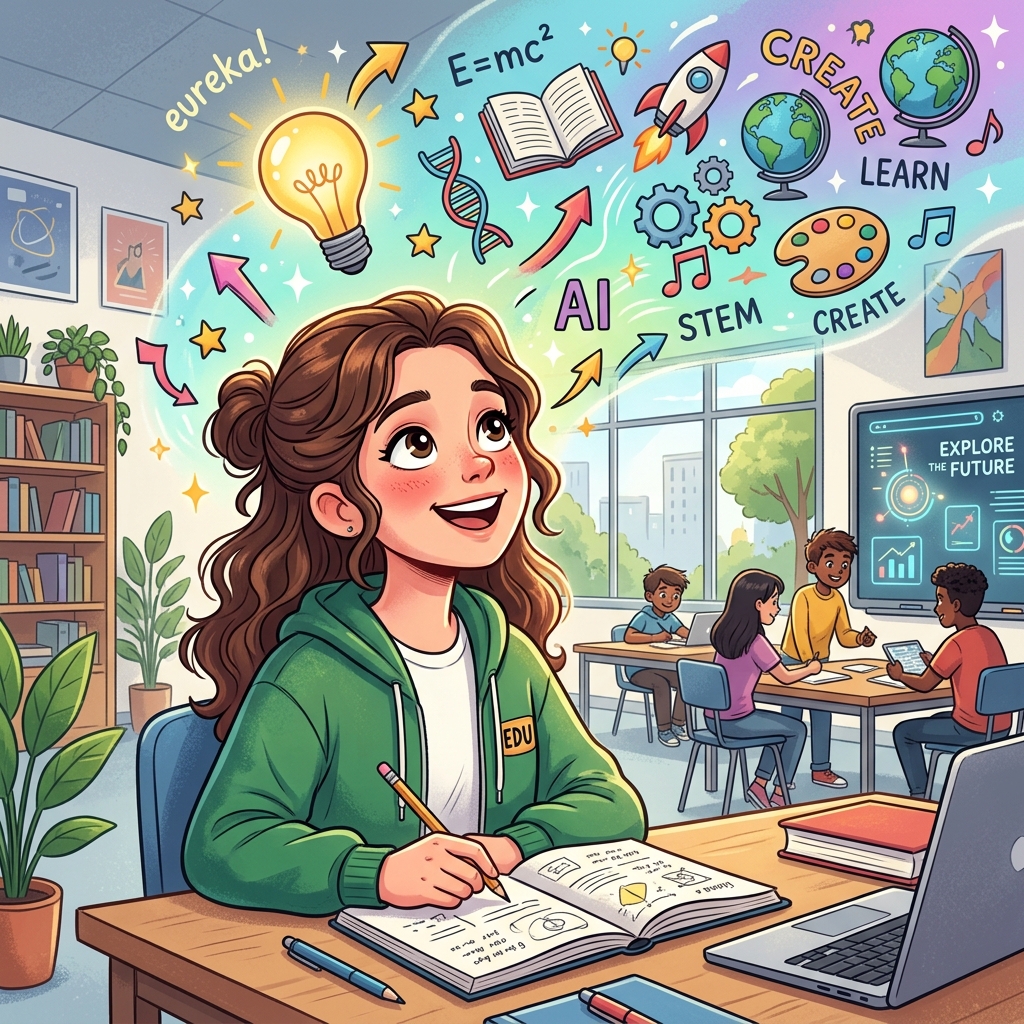 Student looking up